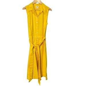 J. Crew Factory Sleeveless Tie-waist Shirtdress in Yellow, Size 6 NWOT